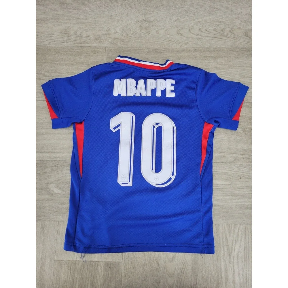 Nike France Mbappe #10 Soccer Jersey Youth Large Kids 20 Blue Dri-FIT Football
